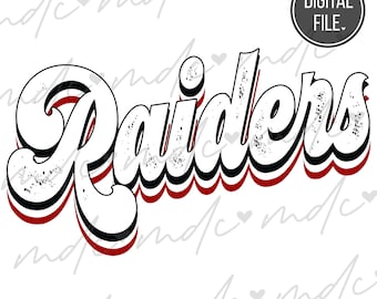 Retro Raiders svg Archivos para Cricut/ Red Raiders png/ Raiders Decal svg/ School Spirit svg/ Mejores descargas de sublimación/ raider svg