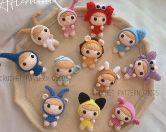 XVA Format Only! 12 Horoscope Crochet Doll Keychain, 12 Constellations crochet pattern. PDF amigurumi pattern. English