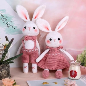 XVA Format Only! 2 Bunny Couple Amigurumi Rabbit Couple Crochet Pattern Valentine Days PDF/ Plushie Doll. English