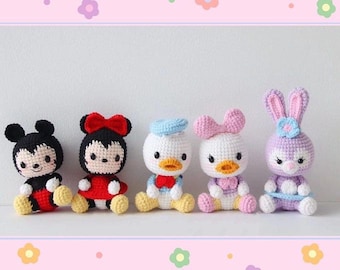 XVA Format Only! Couple Mouse, Couple Duck, Stella Pinky Rabbit Amigurumi Crochet Pattern, Keychain Plush Pattern. XVA formats English