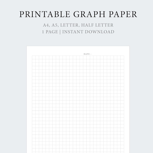 Printable Graph Paper_Bullet Journal_Note Taking Pages Sheets_Simple Note_Planner note Paper_Instant Download_A4, A5, Letter, Half Letter