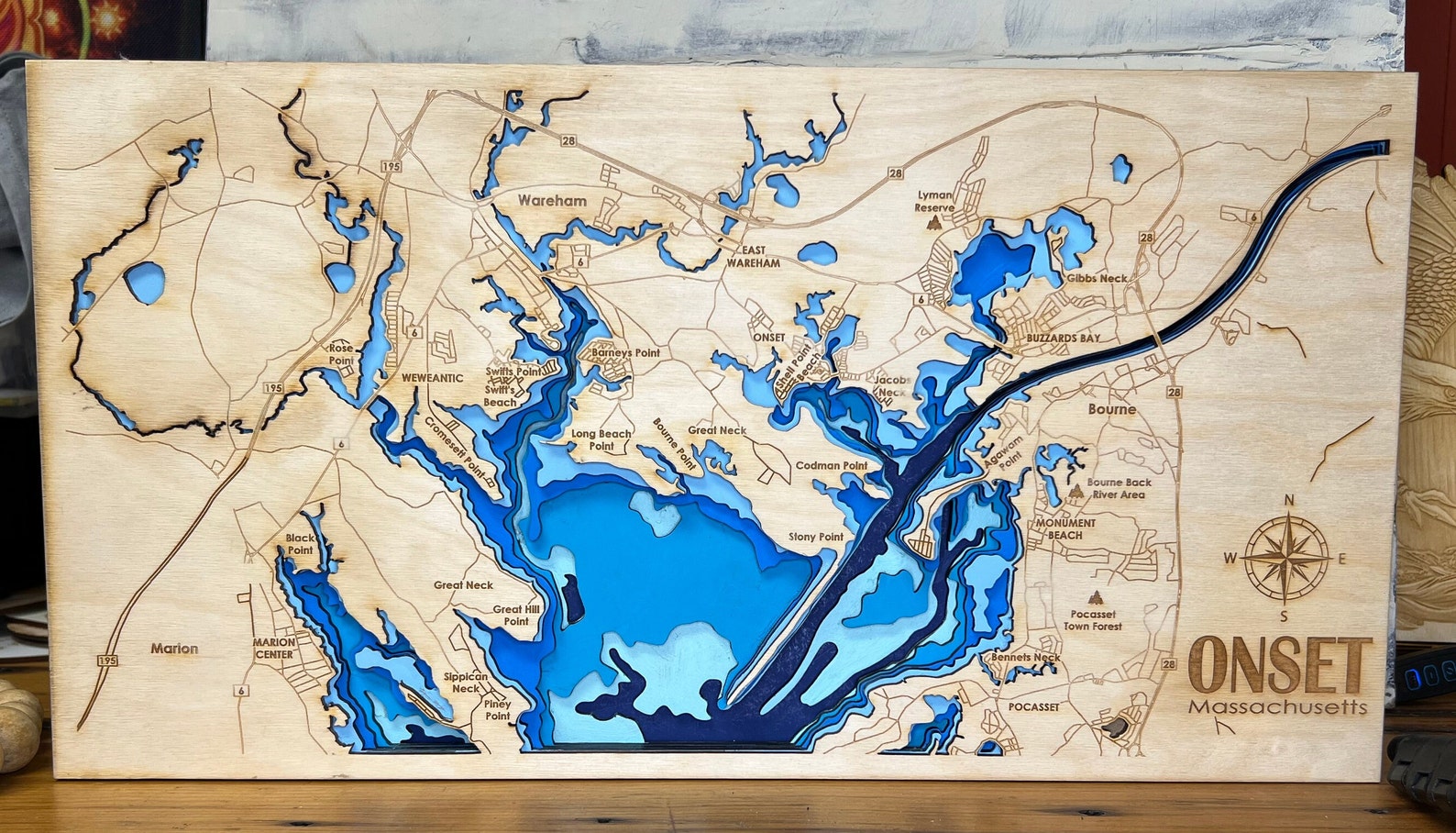 ONSET, MA Wood Layered MAP - Etsy