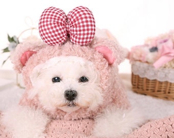 Bear Duffy Sheliemay Pet Plush Costume | Winter Warm Dog Cute Clothing Jacket | Halloween Small Pet Gift Holiday Puppy Kitten Outwear Breed