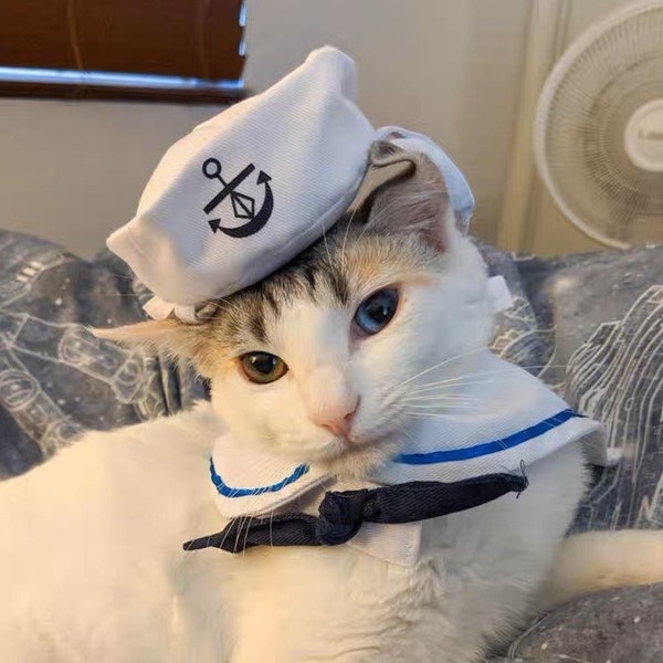 Pet Dog Cat Sailor Hat Halloween Costume | Marine Navy Pet Funny Costume Clothing | Gift Thanksgiving Christmas Pet Photography