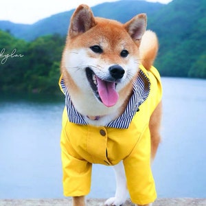 Pink Yellow British Style Dog Raincoat, Light Weight Waterproof Hoodie Jacket, All Season Wear Large dogs Clothes puppy Outdoor Christmas image 5