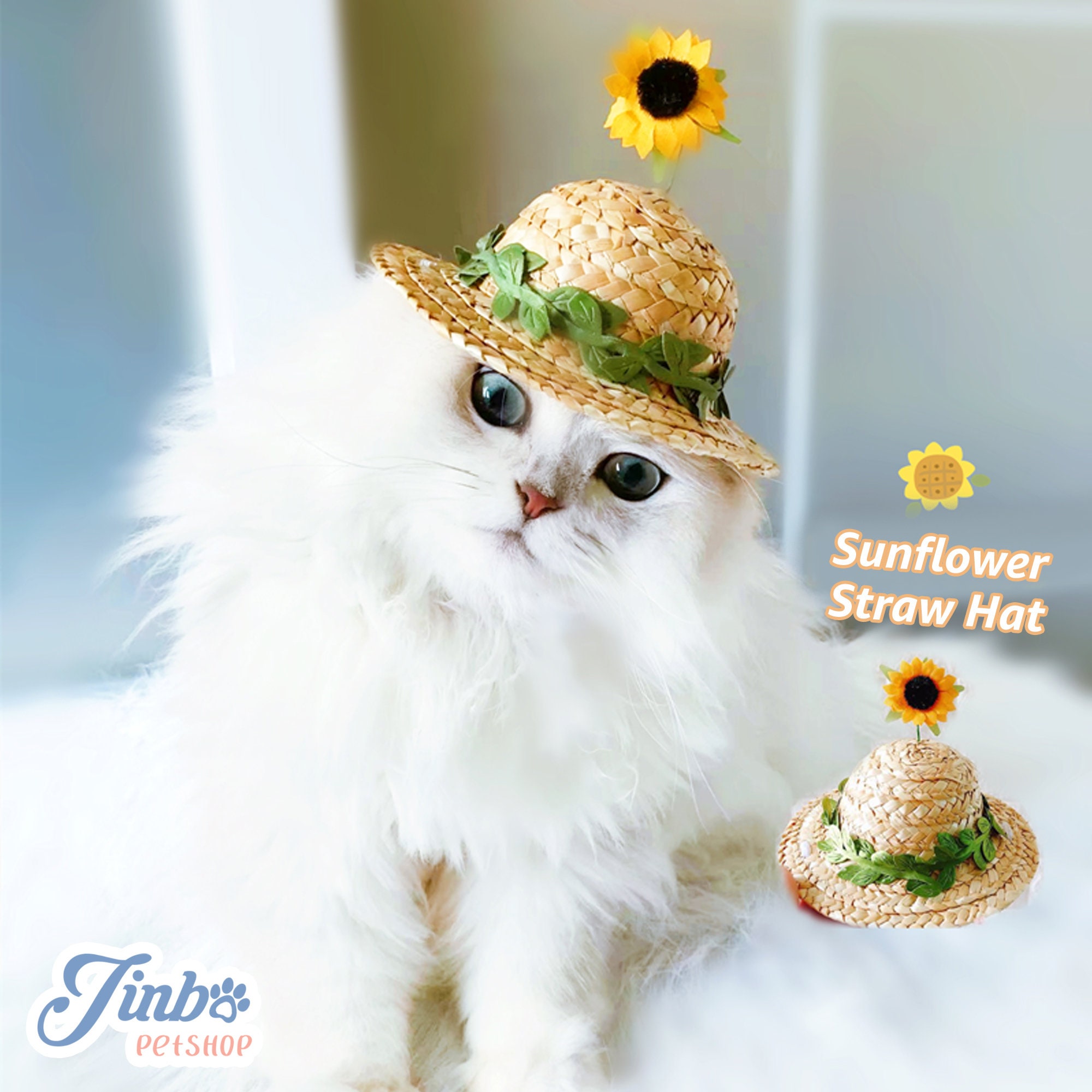 Dog Sunflower Straw Hat for Medium Dogs  Frenchie Pet Accessories –  Frenchiely