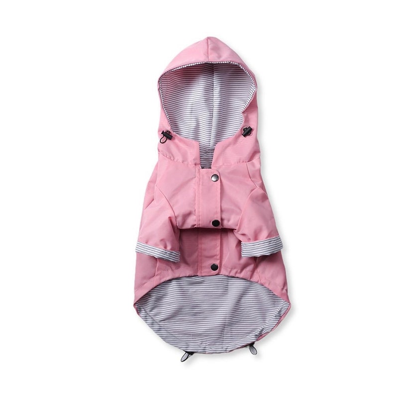 Pink Yellow British Style Dog Raincoat, Light Weight Waterproof Hoodie Jacket, All Season Wear Large dogs Clothes puppy Outdoor Christmas image 10