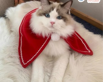 Royal Red Cape Halloween Winter Cloak for Cats Pets Costume Warm Clothes Christmas gift Holiday Pet outfit