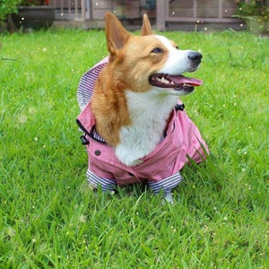 Pink Yellow British Style Dog Raincoat, Light Weight Waterproof Hoodie Jacket, All Season Wear Large dogs Clothes puppy Outdoor Christmas image 8