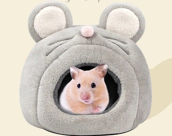 Soft Plush Cute Hamster Hideout | Small Animal Rat Mice Shape Cave Bed Warm Nest | Holiday Christmas Gift Pet Lover