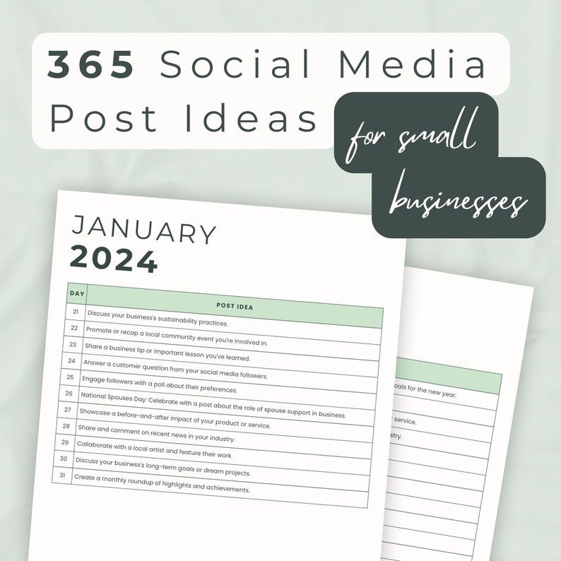 365 Small Business Social Media Post Ideas | Social Media Content ...