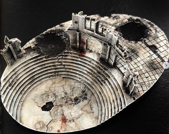 105mm Oval Ruined Plaza Scenic base compatible with Adeptus Titanicus Reaver and Warbringer Nemesis bases