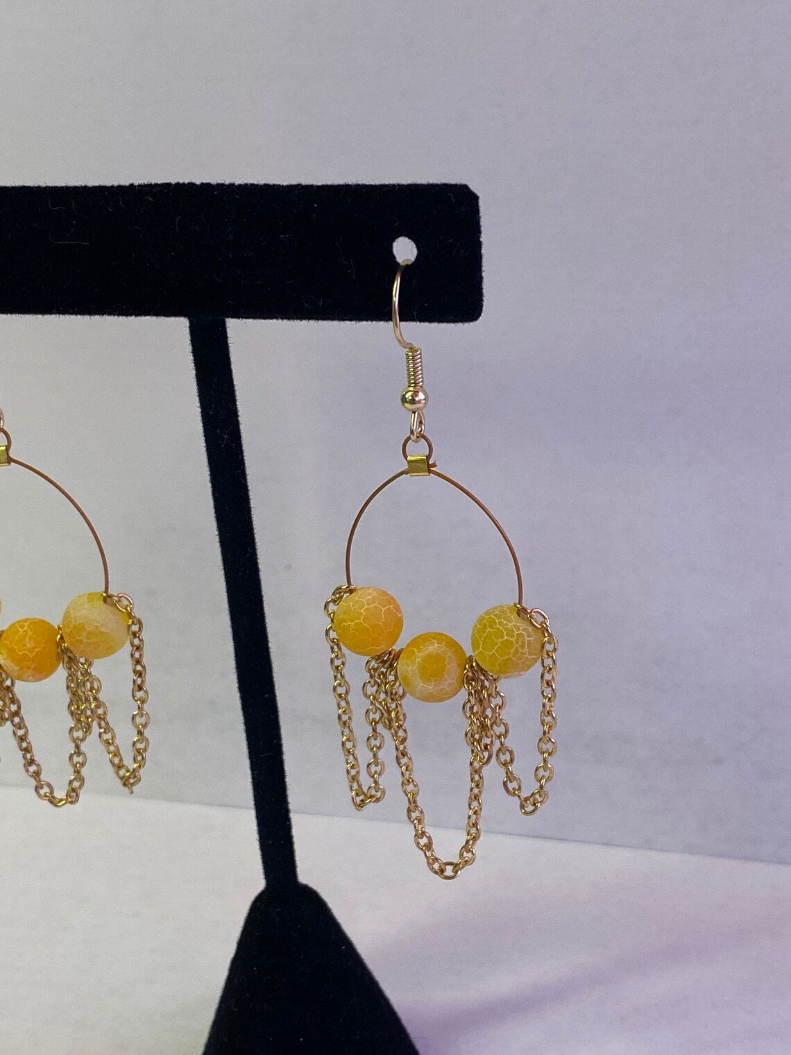 Gold and yellow dangle earrings Etsy