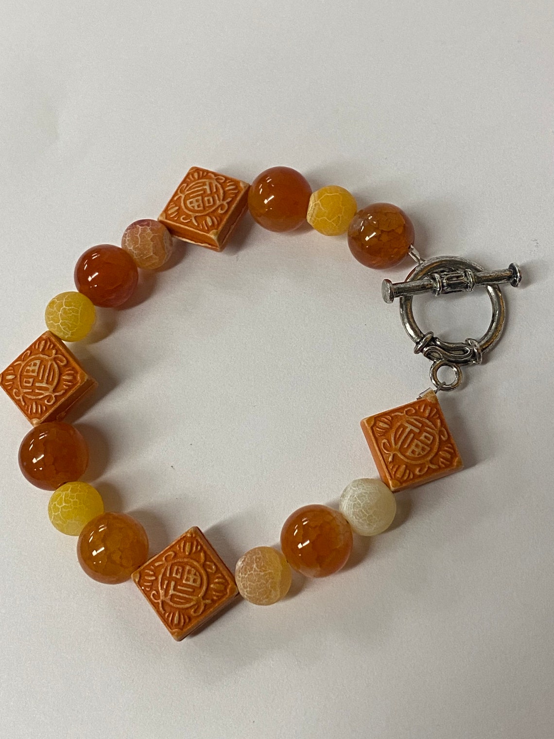 Orange and yellow stone bracelet Etsy