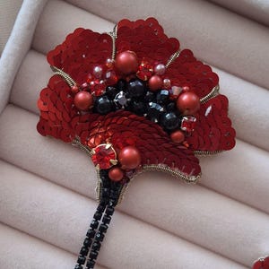 Brooches for women, a gift for a mother’s day, a poppy brooch,  embroidered brooch, decorations in the form of a poppy