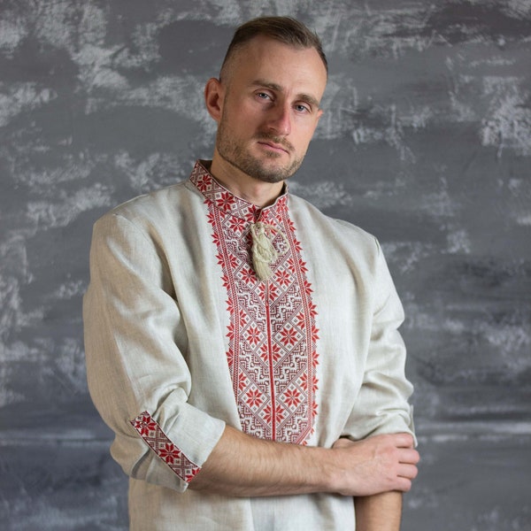 Shirt Vyshyvanka for men, Traditional Ukrainian Shirt, 100% linen