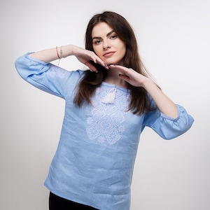 Modern women&#39;s vyshyvanka linen Shirt Vyshyvanka for women&#39;s Traditional Ukrainian Shirt 100%  Ukrainian vyshyvanka