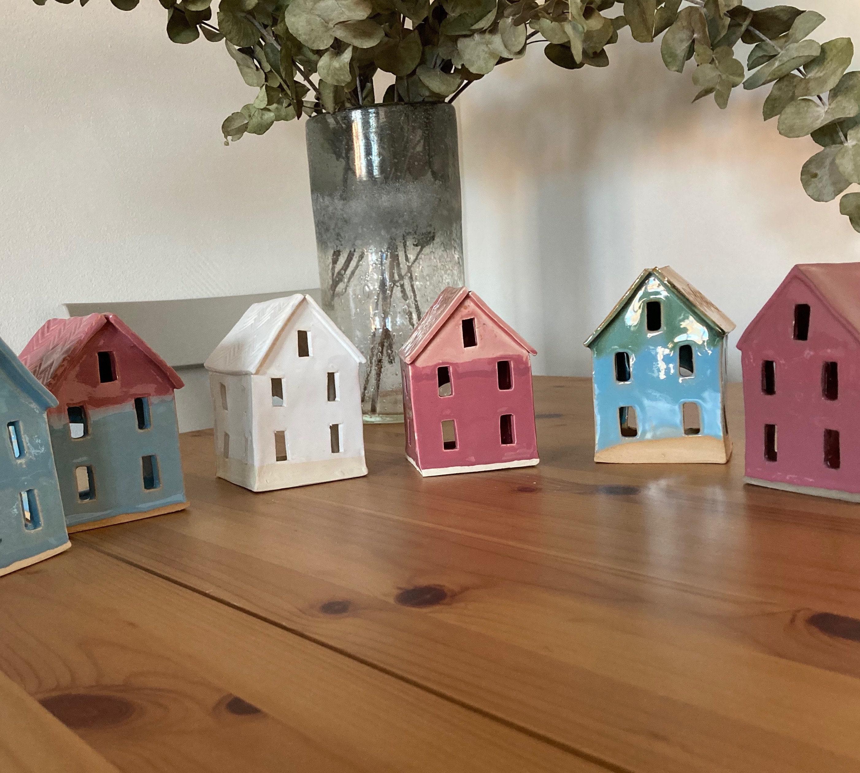 Tea light handmade ceramic house. Etsy