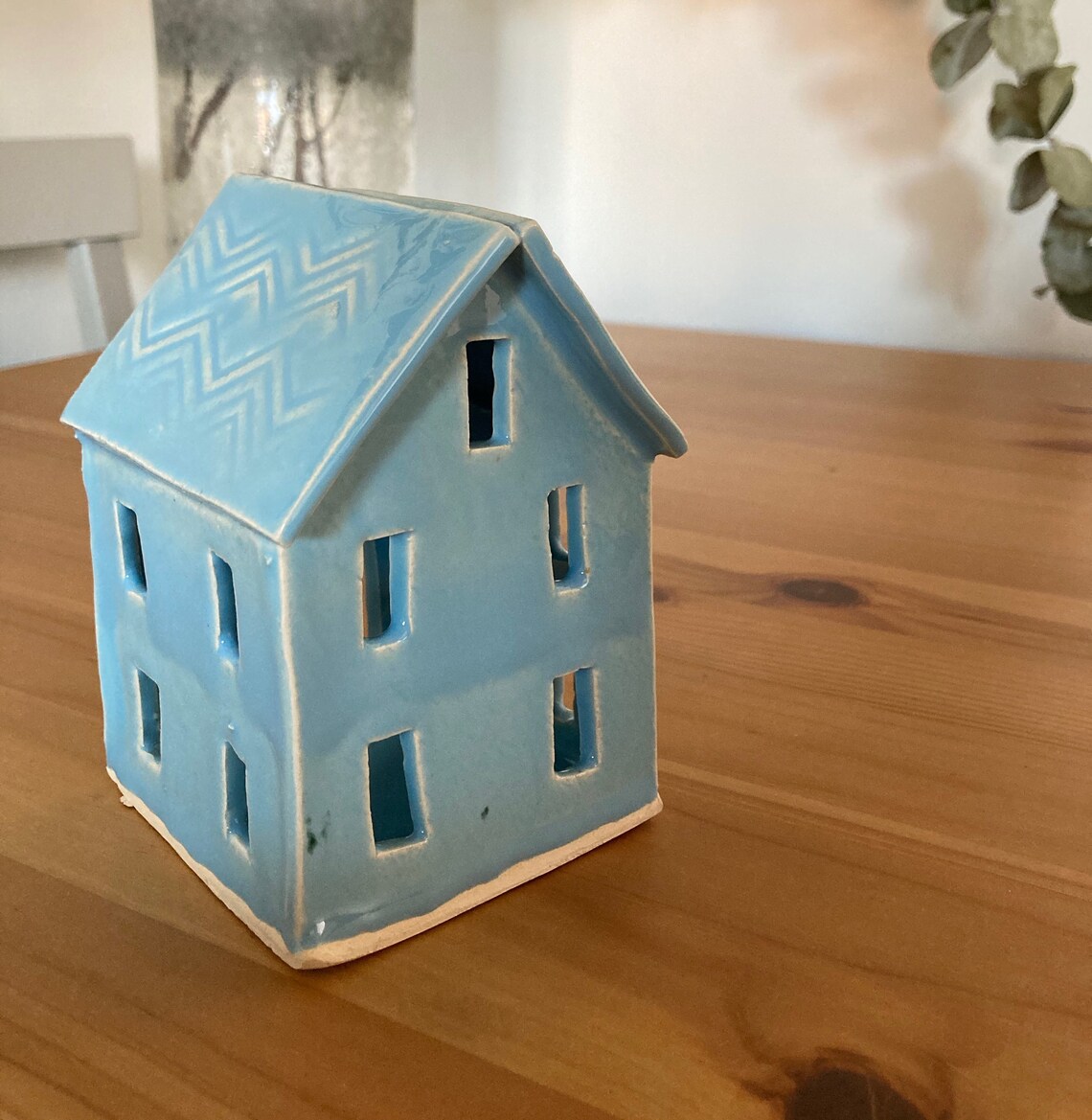Tea light handmade ceramic house. Etsy