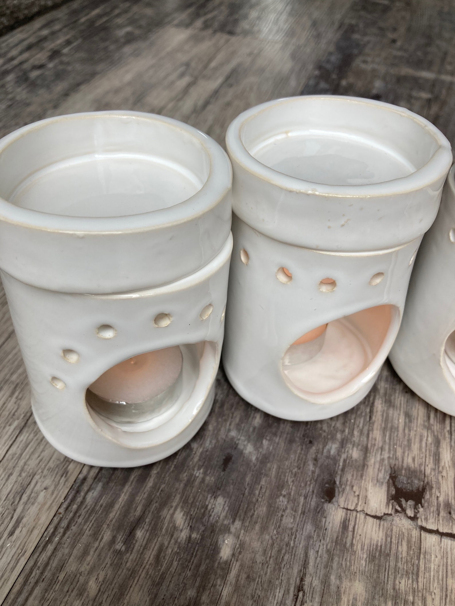 Wax melt burner soft white glaze on white clay 11cm tall Etsy