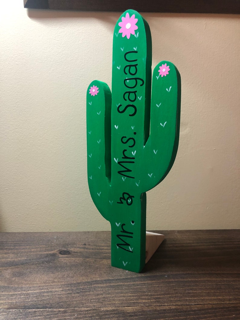 Wooden Door Stop Cactus