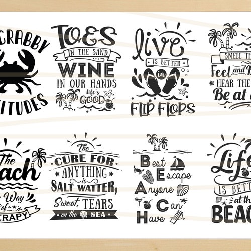 Beach Svg Beach Print Svg Beach Quotes Svg Bundle Beach Art Etsy