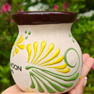 Hand-Painted Mayan Cacao Cup: Guatemalan Ceremonial Clay Vessel