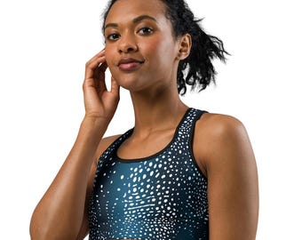 Whale Shark Sports Bra: Ocean Print Swim & Yoga Activewear