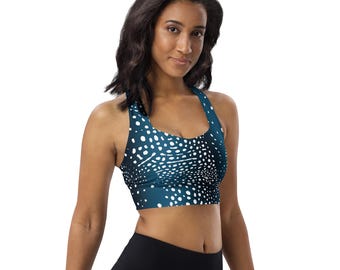 Whale Shark Recycled Longline Sports Bra, for swimming, scuba diving, surfing, workout or fitness