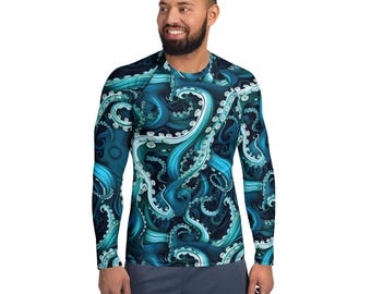 Men's Rash Guard Ursula Octopus Pattern : Long Sleeve Scuba Diving Swim Shirt