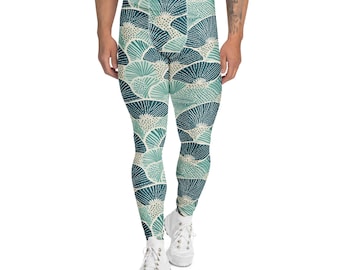Green Coral Men's Leggings: Scuba Diving Leggings, Surf Pants, UPF 50+ Sun Protection