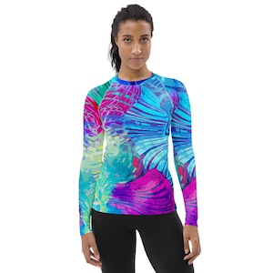 Womens Long Sleeve Rash Guard: Ayanna Swim Surf Shirt, UPF 50+