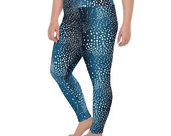 Whale Shark Leggings Plus Size: High Waist Yoga Pants, UPF 50+