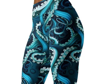 Ursula Octopus Pattern Leggings: Scuba, Yoga, Surf - UPF 50+
