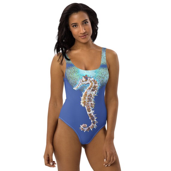 【BARREL】Women's Sea Horse V Back Onepiece Swimsuit 0510ce-d33d-blue-womens-uglies
