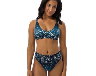 Whale Shark High-Waisted Bikini: Eco-Friendly Sustainable Swimwear