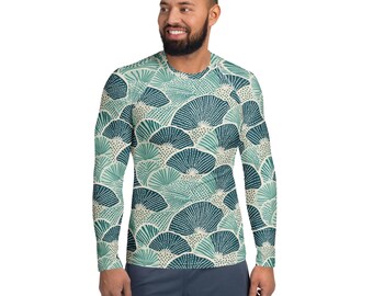 Men's Rash Guard Coral Green: Long Sleeve Scuba Diving Swim Shirt Sun Protection