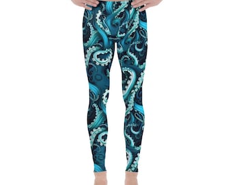 Octopus Pattern Scuba Leggings for Men: Surf & Swim - Sun Protective
