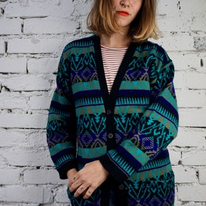 80's Vintage Pattern Cardigan Cadigan