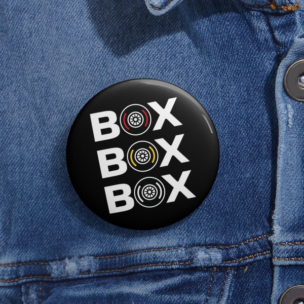 F1 Box Box Box Pin Buttons | Formula One Race Pins | Formula 1 Grand Prix 2024 Season | F1 Gifts | F1 Racing Inspired Art | F1 Pit Stop Art