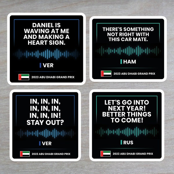 F1 Best Team Radio Stickers | Driver Quote Formula One Race Radio | 2023 Abu Dhabi Formula 1 Grand Prix Race Gifts | Funny Racing Radio Gift