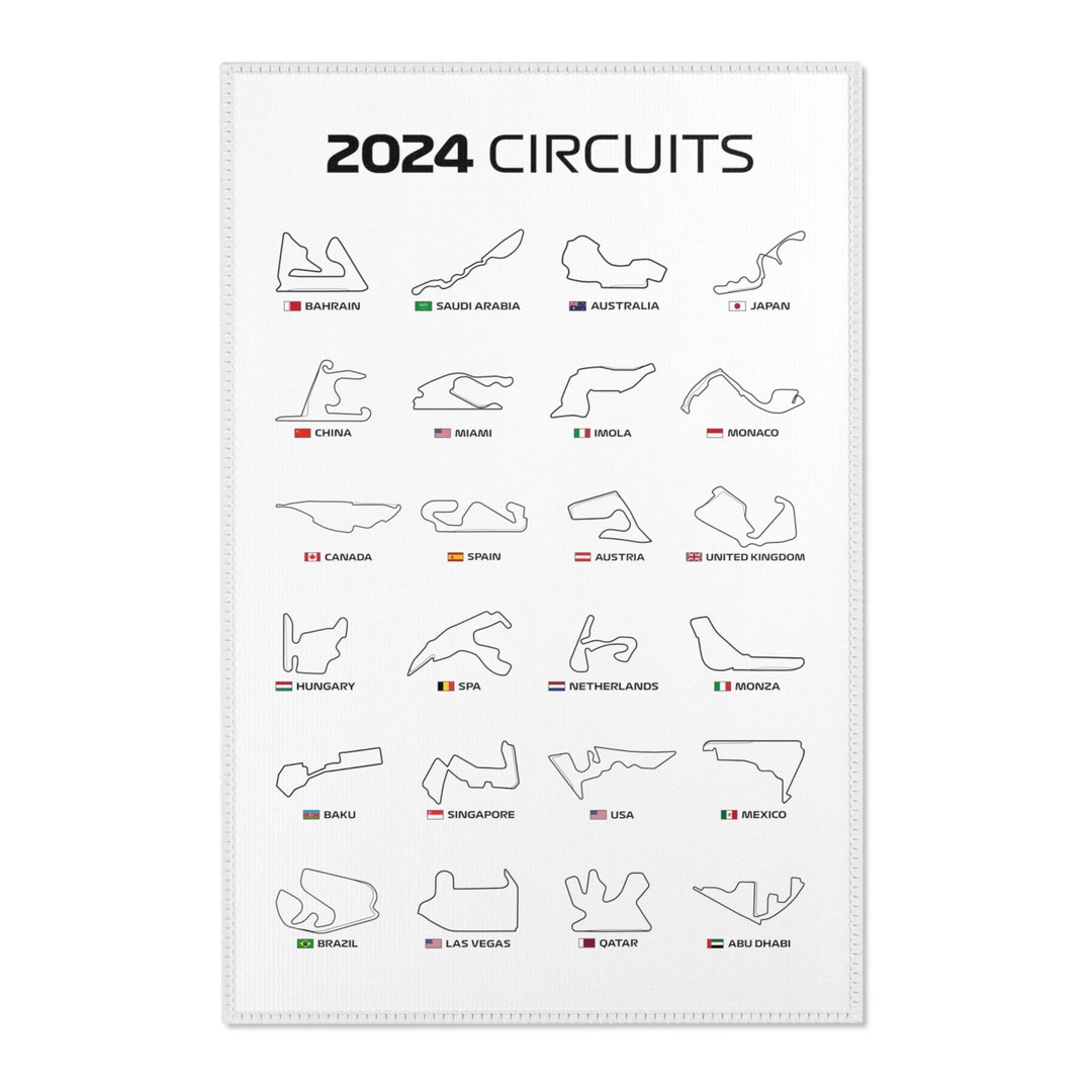 F1 2024 Circuits Calendar Home Rug Formula One House Area Rugs Gift