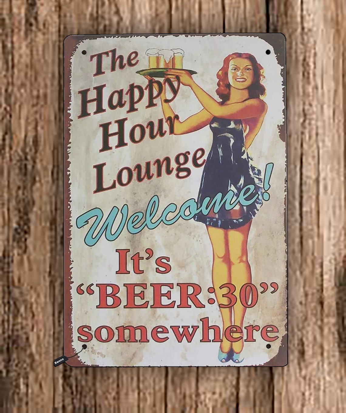 Original Retro Design Tin Metal Sign Wall Art Thinker on the Etsy