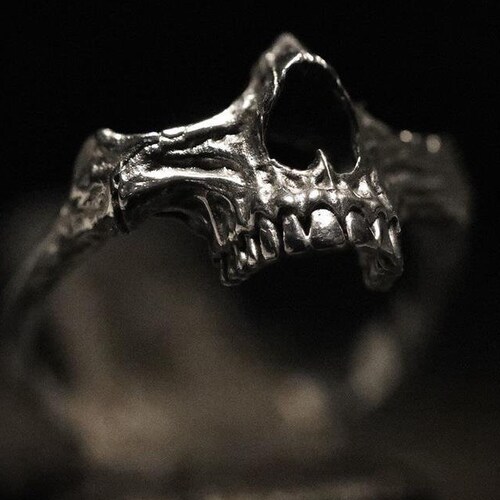 Men's Black Skull Ring Skull Biker Rings Mens Rocker Etsy