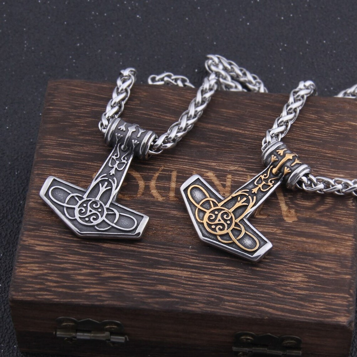 Iron Mix Gold Thor's Hammer Mjolnir Pendant Stainless - Etsy