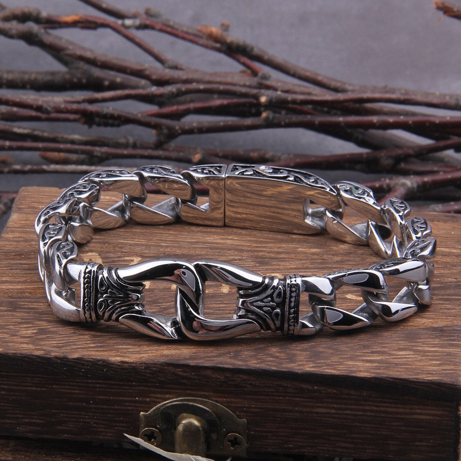 Vikings Vikings Bracelet Stainless Steel Bracelet Curb Etsy