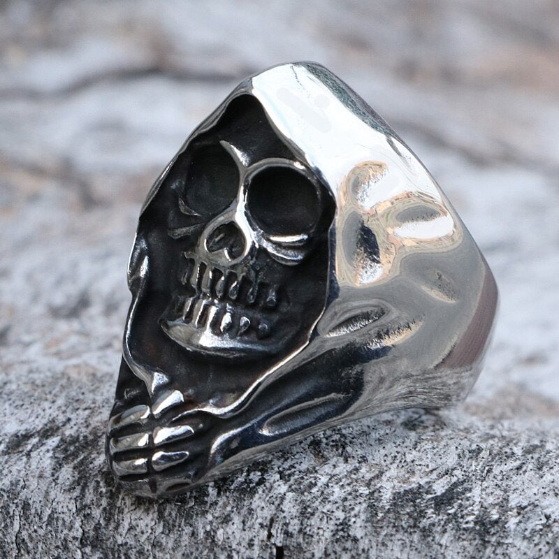 Mens stainless steel store skull rings