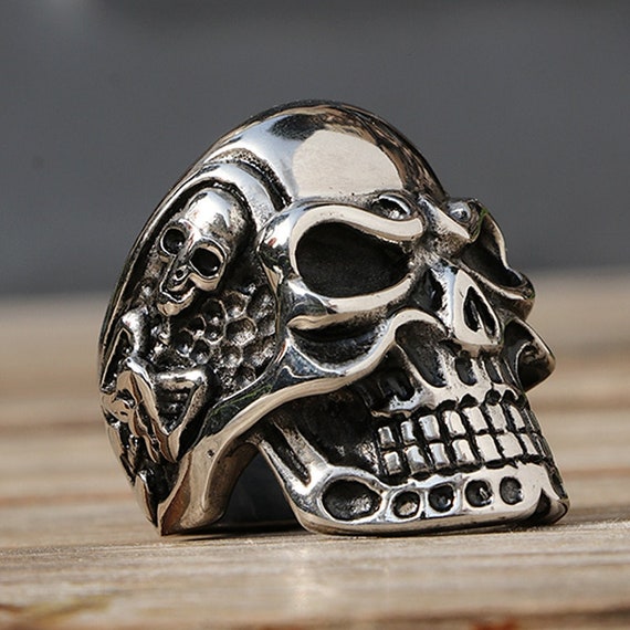 Skull Rings Men Adjustable | Rock Skull Skeleton Ring | Skeleton Rings Men  - Retro Skull - Aliexpress