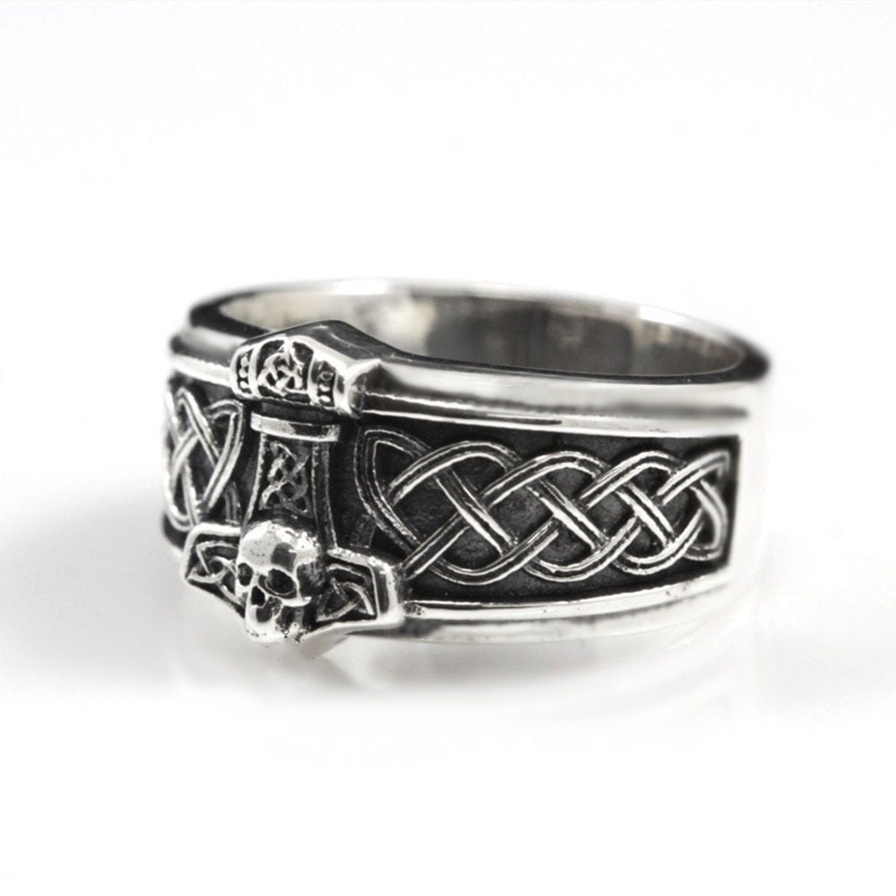 Viking Thor's Hammer Stainless Steel Biker Ring Mens - Etsy