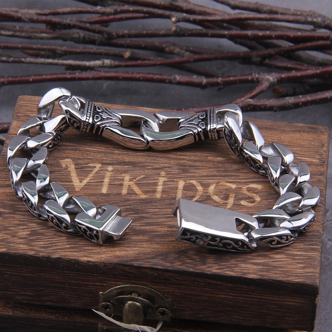Vikings Vikings Bracelet Stainless Steel Bracelet Curb Etsy